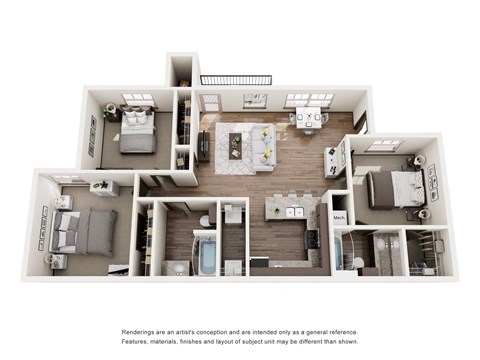 3 Bedroom 2 Bathroom Floor Plan at Palisades at Pleasant Crossing, Rogers, 72758